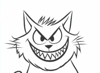 A sinister Halloween cat bares its sharp fangs and claws