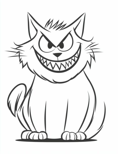 A sinister Halloween cat bares its sharp fangs and claws