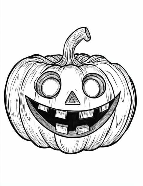 A classic smiling jack o' lantern ready to be colored for Halloween