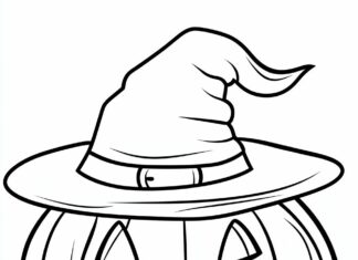 A happy jack o' lantern wearing a pointy witch hat for Halloween fun