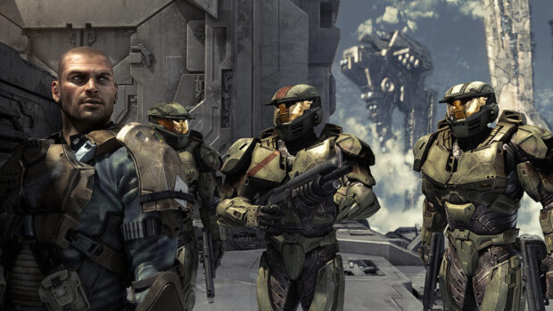 Một nhóm lính Halo Wars chuẩn bị chiến đấu trên chiến trường tương lai, Hình nền máy tính HD