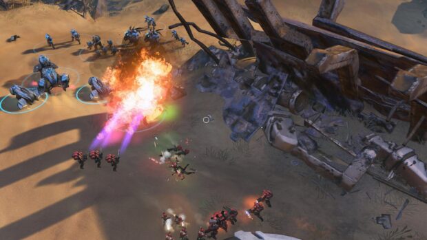 Cuộc đụng độ trên chiến trường với binh lính và xe cộ trong Halo Wars, Hình nền máy tính HD