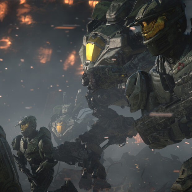 Halo Wars có các chiến binh mặc áo giáp và người máy chiến đấu, Hình nền máy tính HD