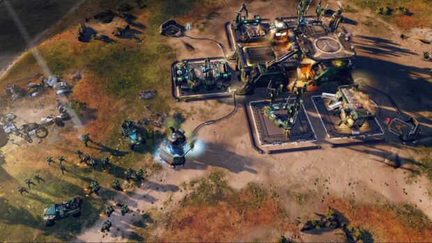 Hình ảnh chi tiết về chiến trường với binh lính và xe cộ trong trò chơi Halo Wars, Hình nền máy tính HD