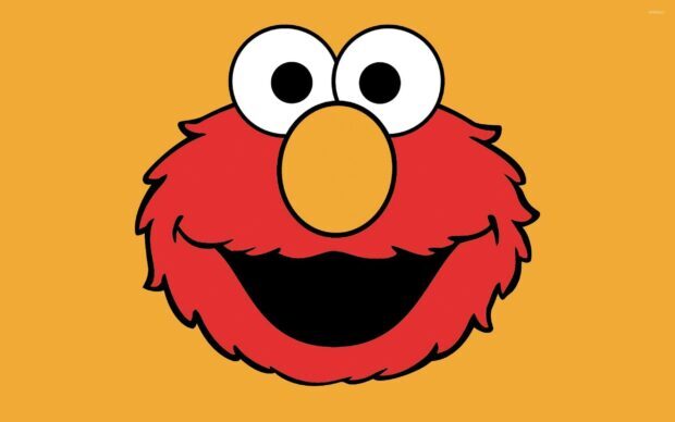 A red furry face with big eyes and smiling mouth, Sesame Street Wallpapers, 2K Desktop Wallpaper