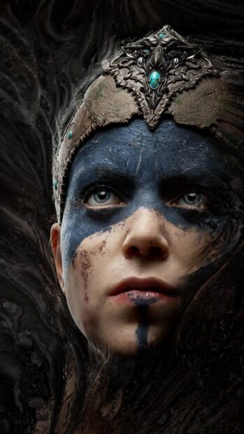 A close up of a warrior with face paint and a decorative helmet from Hellblade Wallpapers, HD Phone Wallpaper