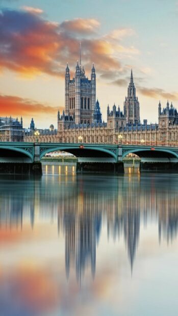 The United Kingdom showcases stunning historic buildings and a scenic sunset river view, HD Phone Wallpaper