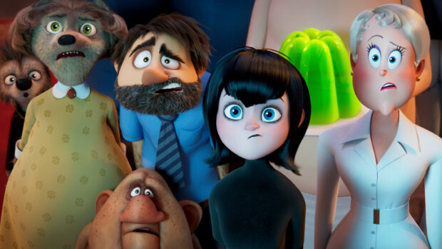 Hotel Transylvania characters expressing surprise in a detailed high quality 2K image