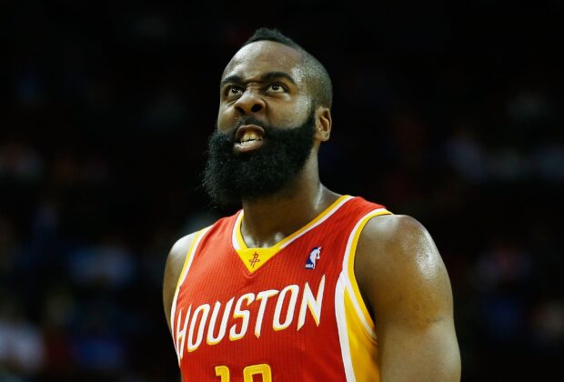 Houston Rockets player showing intensity during a basketball game