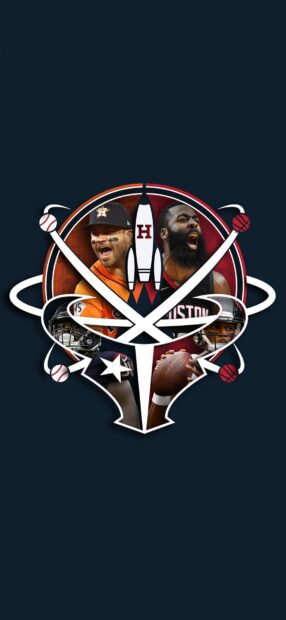 Houston Rockets players and athletes collage featuring basketball and football elements