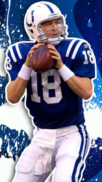 A football player wearing an Indianapolis Colts uniform preparing to throw the ball