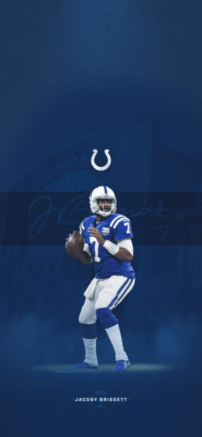 Jacoby Brissett in Indianapolis Colts uniform preparing to throw a football