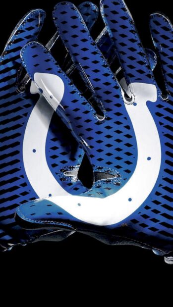 Blue gloves with the Indianapolis Colts logo on them in high definition quality