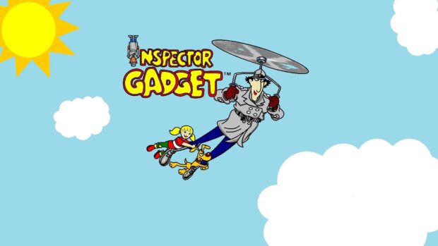 Inspector Gadget flying with Penny and brain dog under the sun, HD Desktop Wallpaper