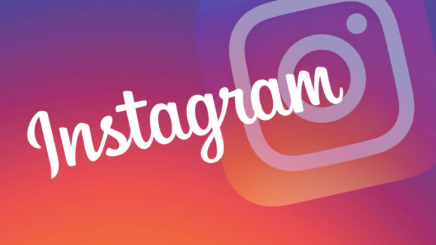 The Instagram logo is displayed with a colorful gradient background, HD Desktop Wallpaper