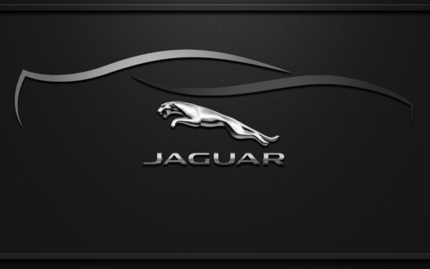 A metallic jaguar logo design with sleek lines on a dark textured background