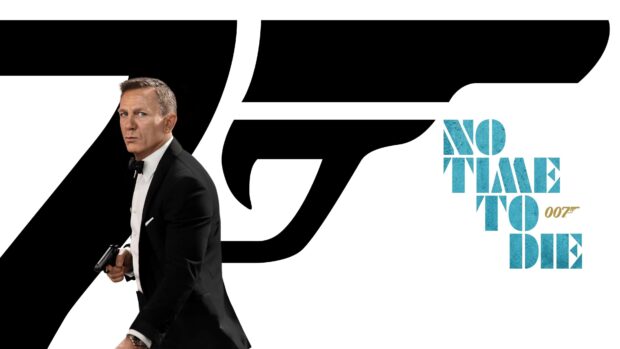 No Time To Die is shown with the 007 gun logo, 4K Desktop Wallpaper