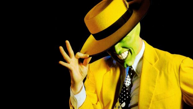 Jim Carrey wears a yellow suit and mask with a wide smile, HD Desktop Wallpaper