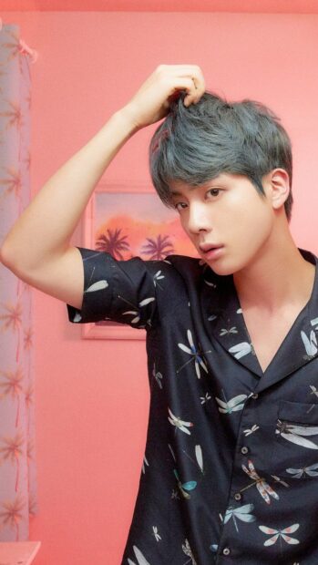 Jin BTS wallpapers feature him adjusting hair with a relaxed expression, HD Phone Wallpaper