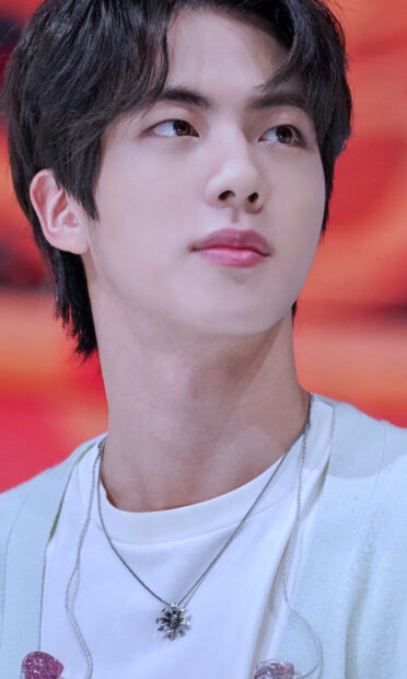Jin Bts wallpapers showing a calm and thoughtful expression on his face, HD Mobile Wallpaper