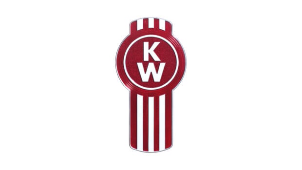 A close up of the Kenworth logo with red and white stripes, HD Mobile Wallpaper