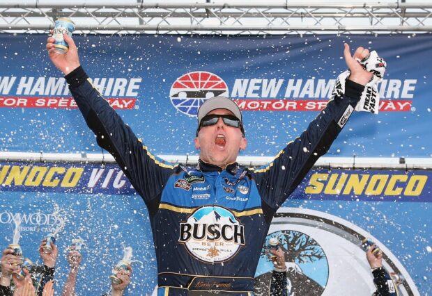 Kevin Harvick celebrating with a drink at New Hampshire Motor Speedway, HD Desktop Wallpaper