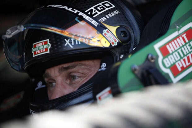 Kevin Harvick is focused and ready inside his racing helmet during a race, HD Desktop Wallpaper