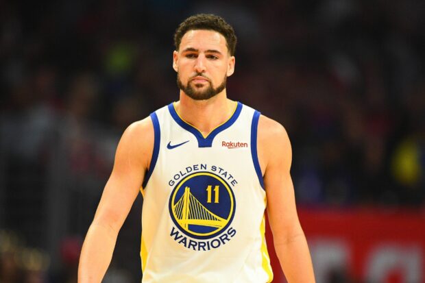 Klay Thompson is focused during a basketball game for the Golden State Warriors, 2K Desktop Wallpaper
