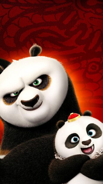 A close up of Kung Fu Panda 3 characters showing a playful and serious expression, 2K Mobile Wallpaper