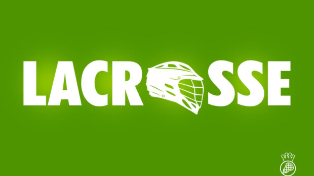 A white lacrosse helmet is featured in the center of the lacrosse text on a green background, HD Desktop Wallpaper