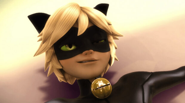 Cat Noir character from Ladybug And Cat Noir wearing black suit and mask