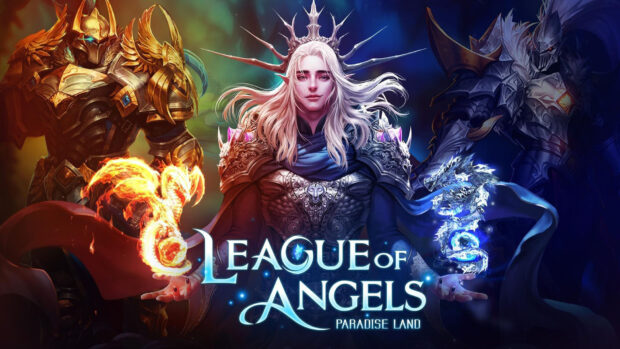 A fantasy scene featuring powerful characters from League Of Angels, HD Desktop Wallpaper