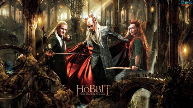 Legolas preparing for battle in a dark fantasy setting with other elves and warriors