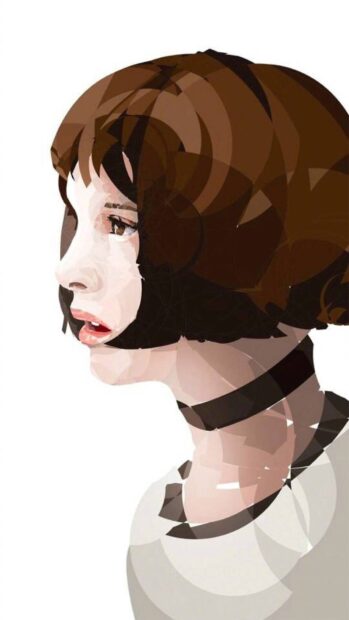A digital portrait shows a girl with short brown hair in an abstract style for Leon Wallpapers, HD Mobile Wallpaper