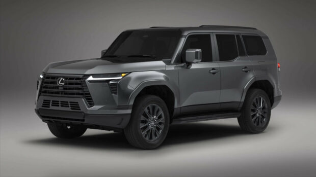 A gray Lexus GX is displayed in a studio with clear details, 2K Desktop Wallpaper