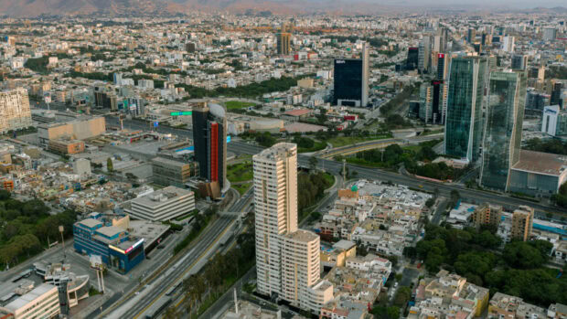 Aerial view showing the urban landscape of Lima Peru city, HD Desktop Wallpaper