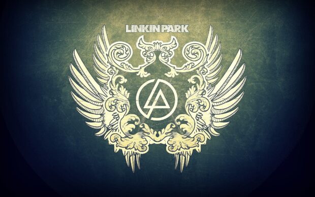 Vintage style Linkin Park logo with wings and ornate patterns on dark textured background