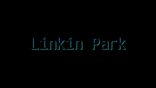 Linkin Park text with blue gradient on black background for Linkin Park design