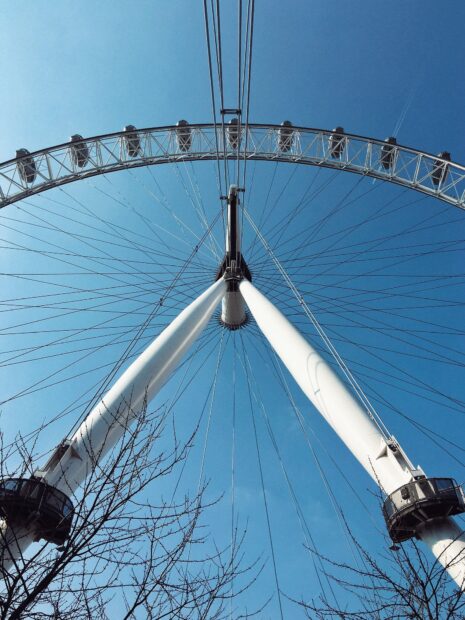 The London Eye ferris wheel stands tall against a clear blue sky, London Eye Wallpapers, HD Phone Wallpaper