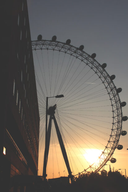 The London Eye stands tall against the sunset sky creating a stunning silhouette, HD Mobile Wallpaper