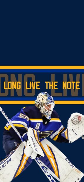 A St Louis Blues goalie in action with the text long live the note in the background, HD Phone Wallpaper