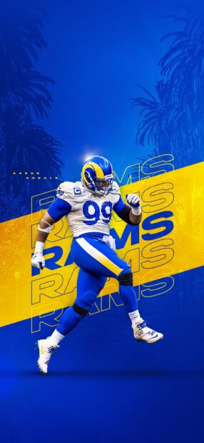 A Los Angeles Rams player wearing number 99 is celebrating on the field, HD Phone Wallpaper