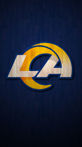 The Los Angeles Rams logo is displayed with a wood texture background, 4K Mobile Wallpaper