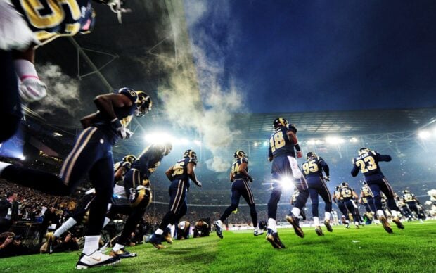 Los Angeles Rams players enter the stadium before the game, HD Desktop Wallpaper