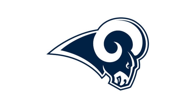 The Los Angeles Rams logo is displayed on a white background, 4K Desktop Wallpaper