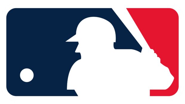 The Major League Baseball logo features a batter silhouette in red and blue, 4K Desktop Wallpaper