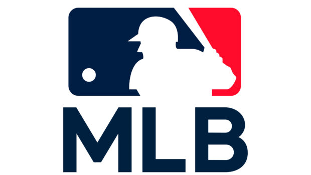 The Major League Baseball logo features a batter silhouette with red and blue colors, 4K Desktop Wallpaper