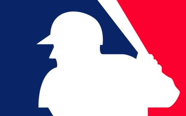 The Major League Baseball logo features a batter silhouette with blue and red background colors, 2K Desktop Wallpaper
