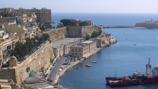 Historic cityscape of Malta with coastal fortress and harbor in high definition
