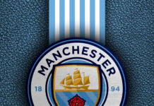 The image shows the Manchester City Fc emblem on a textured background, HD Mobile Wallpaper
